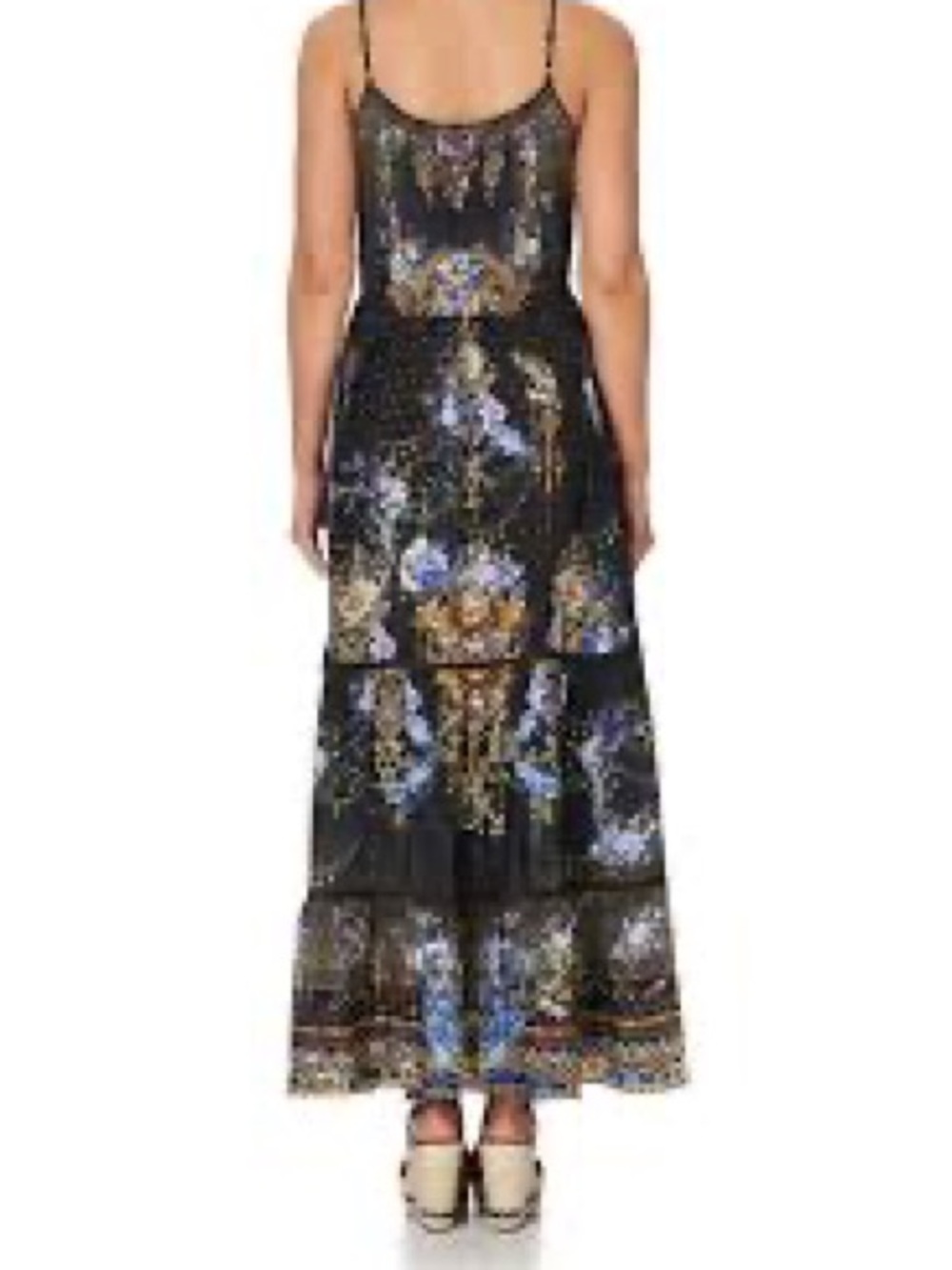 Camilla Black Silk Maxi Dress with Front Tie Details